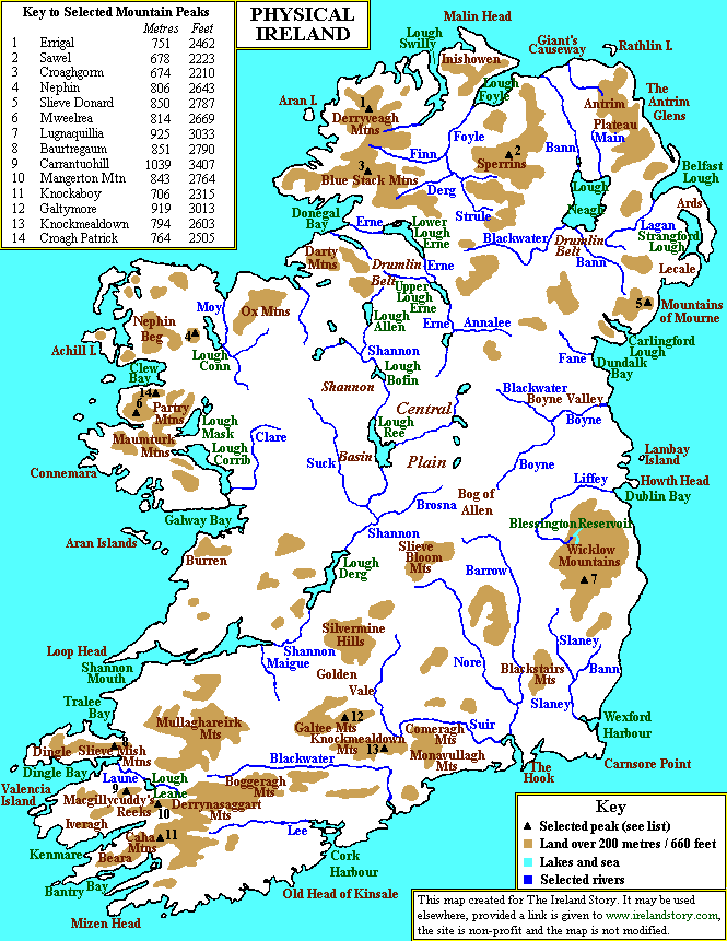 irland physikalisch karte