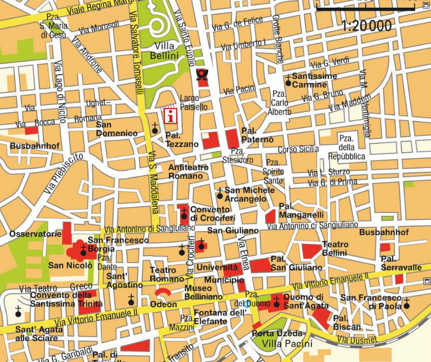 Catania stadt center karte