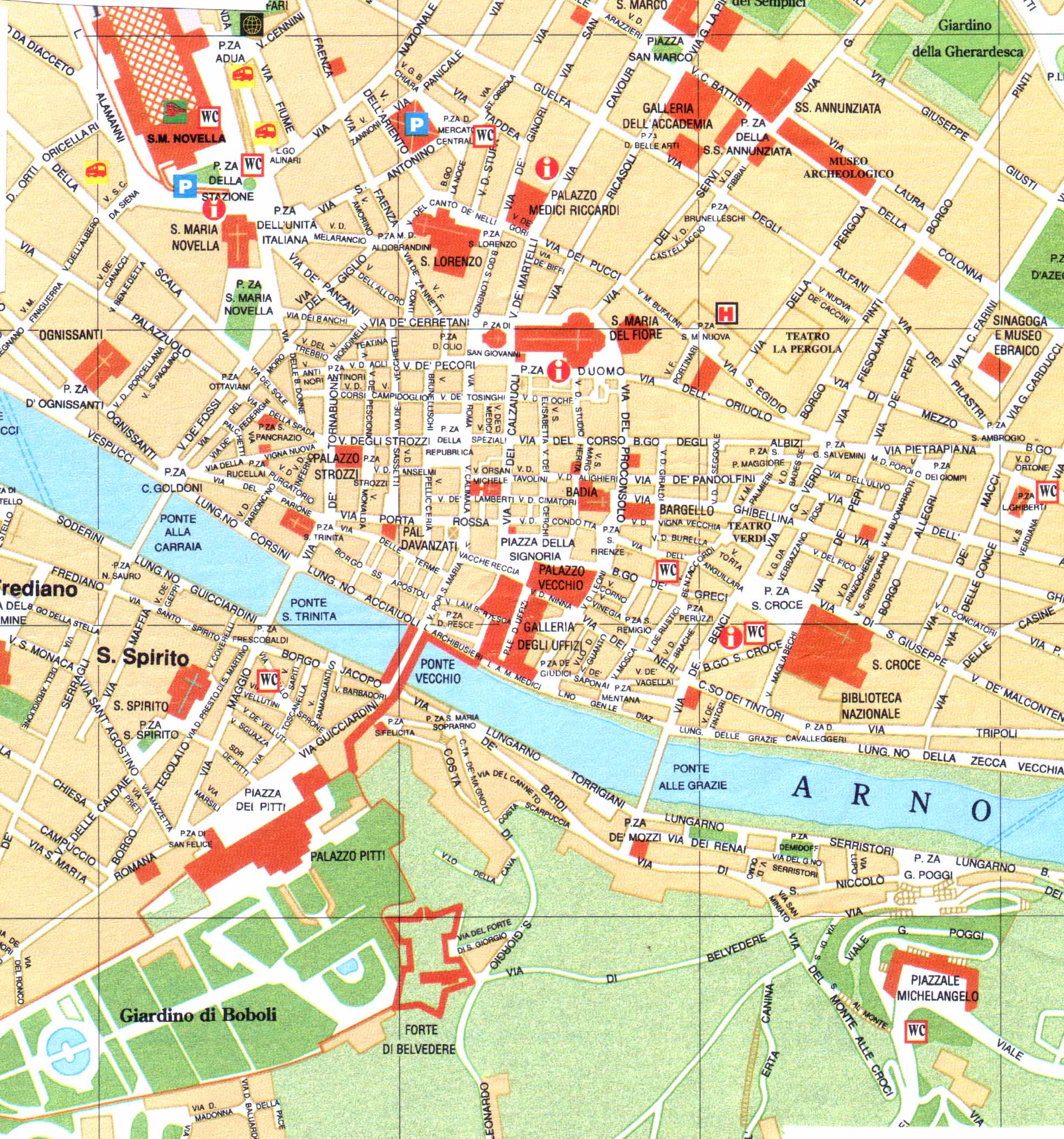 Florence stadt center karte