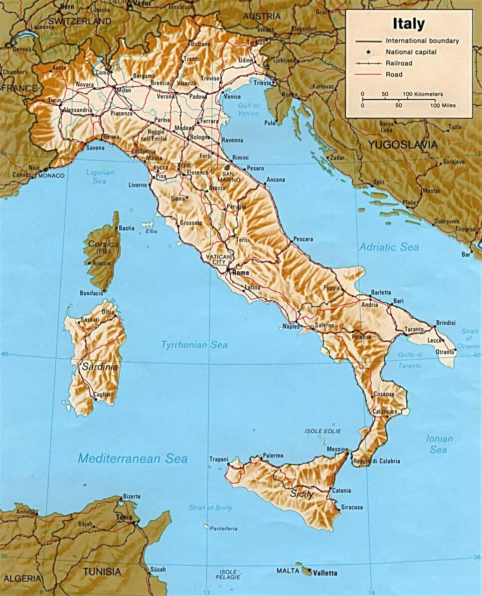 italien physikalisch karte