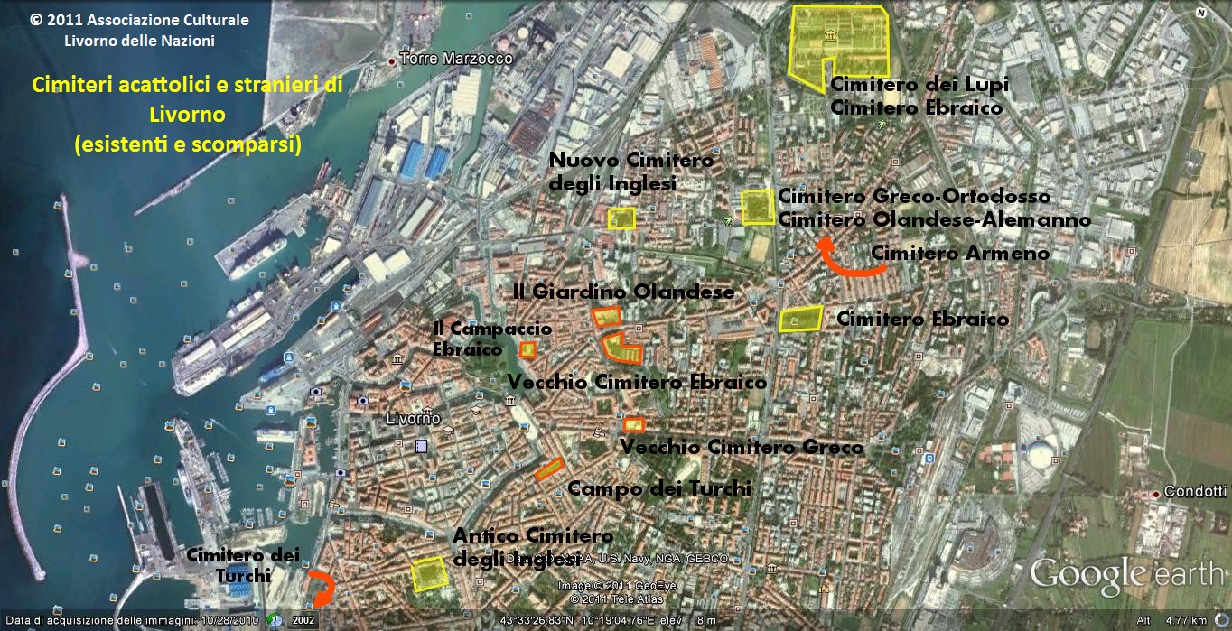 Livorno bezirke satellit karte