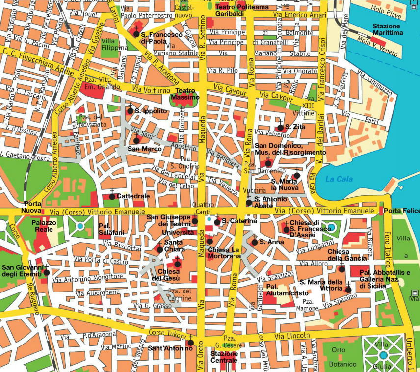 Palermo stadt center karte
