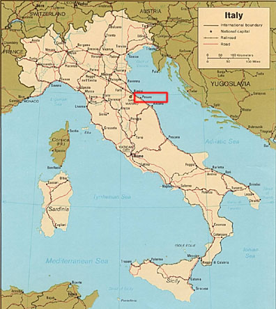 italien physikalisch karte Pesaro
