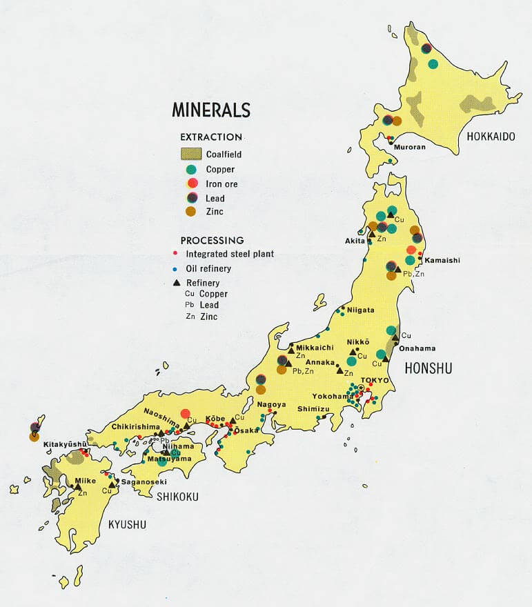japan mineral karte