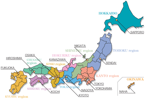 japan regionen karte