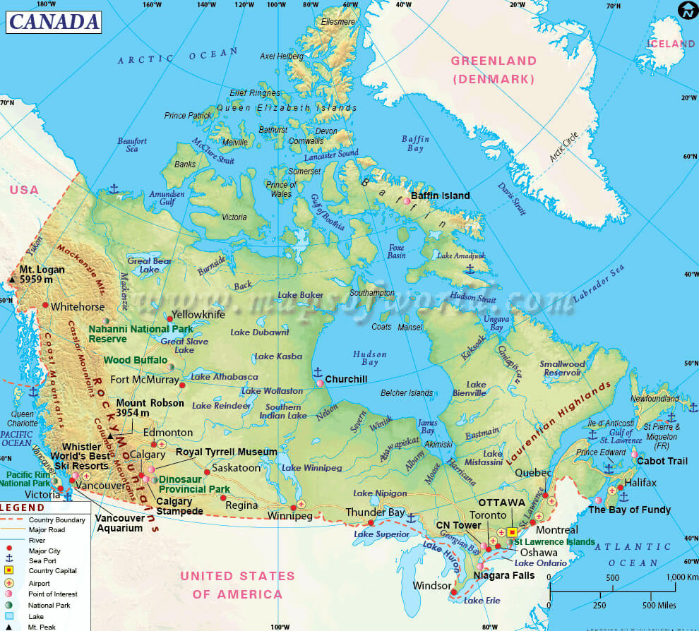 kanada karte stadte