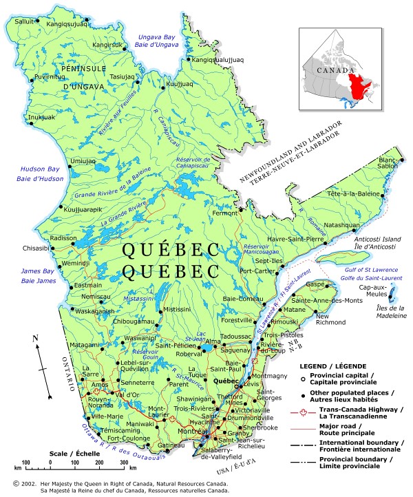 Quebec Regional karte
