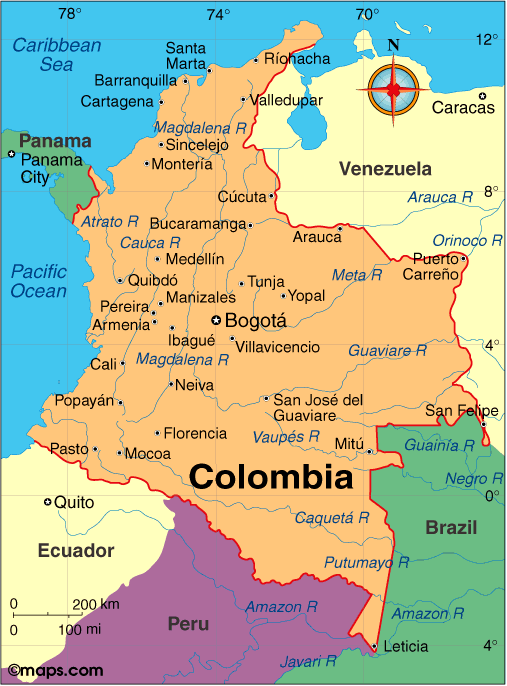 kolumbien stadte Map