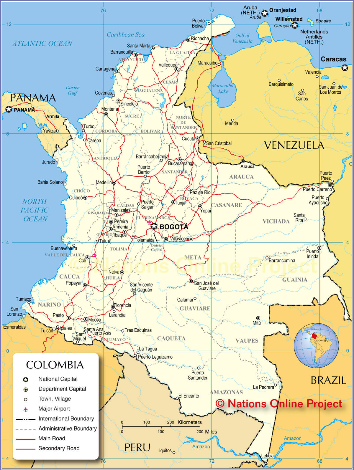politisch karte von kolumbien