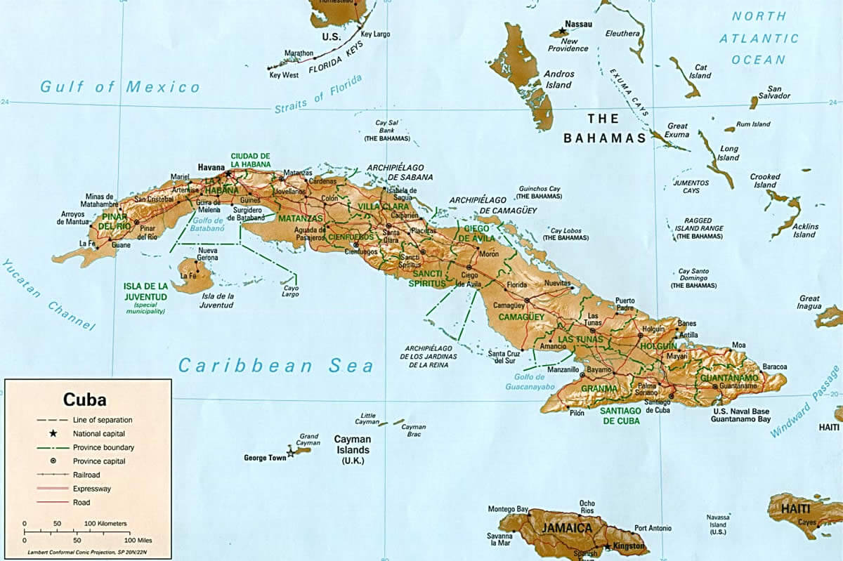 kuba physikalisch karte