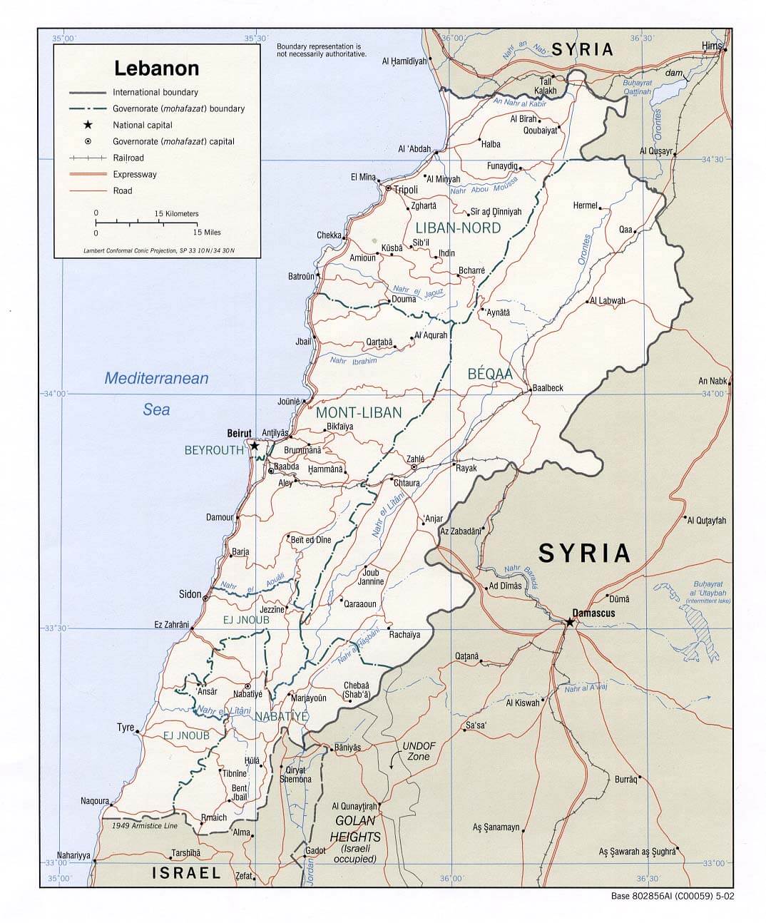 libanon politisch karte