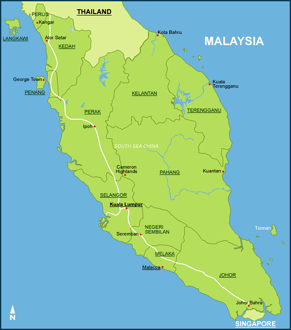 malaiischsia staat karte