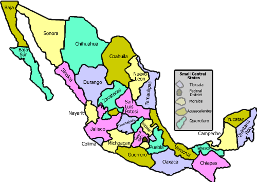 mexiko regionen karten
