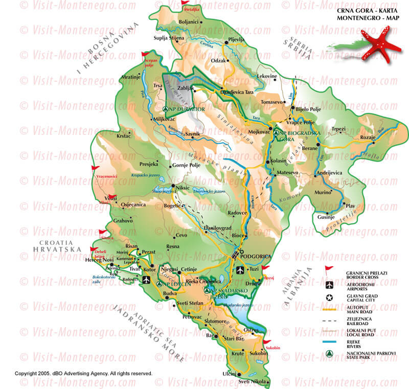 Montenegro Touristic Map
