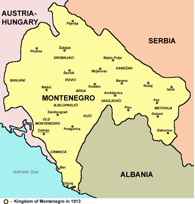 Montenegro karte 1913