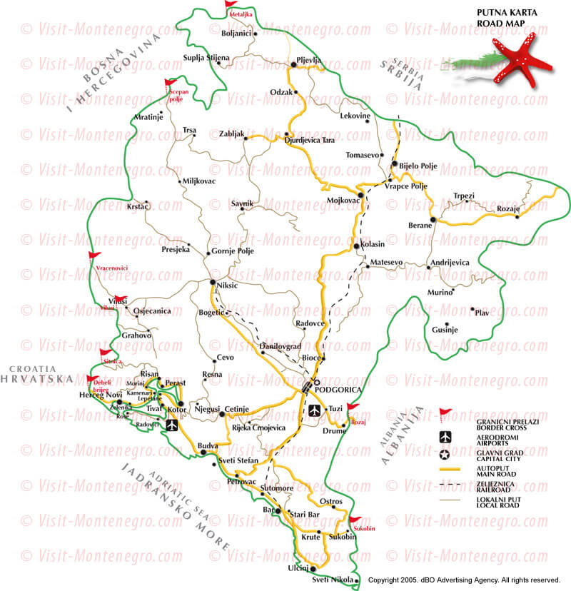 Montenegro strase Map