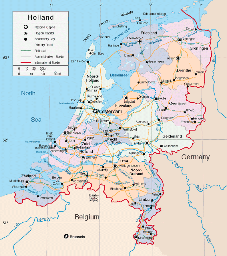holland physikalisch karte