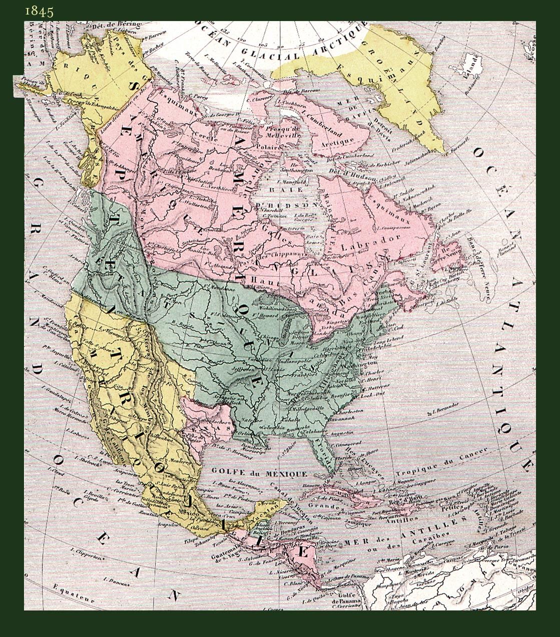 nordlich amerika historisch karte 1845