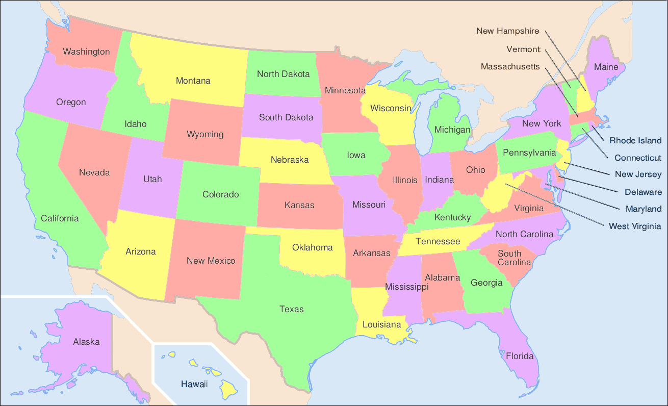 nordlich amerika karte us staats