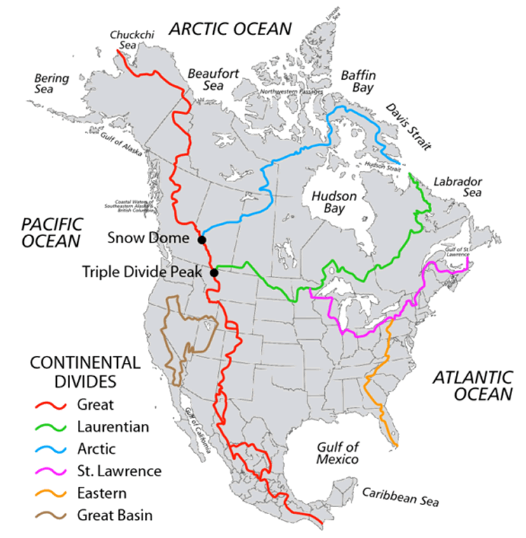 nordlich amerika water divides karte