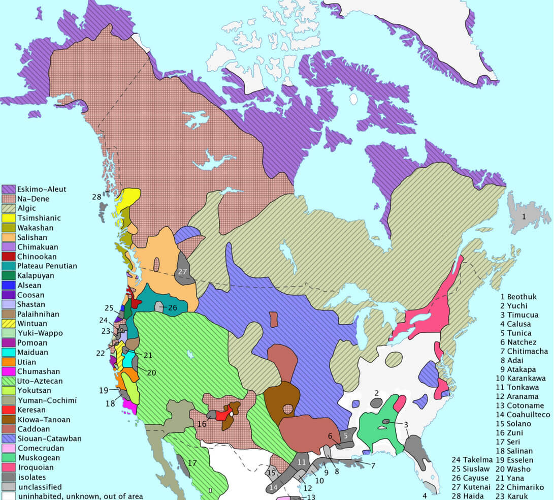 ureinwohner sprache karte von nordlich amerika