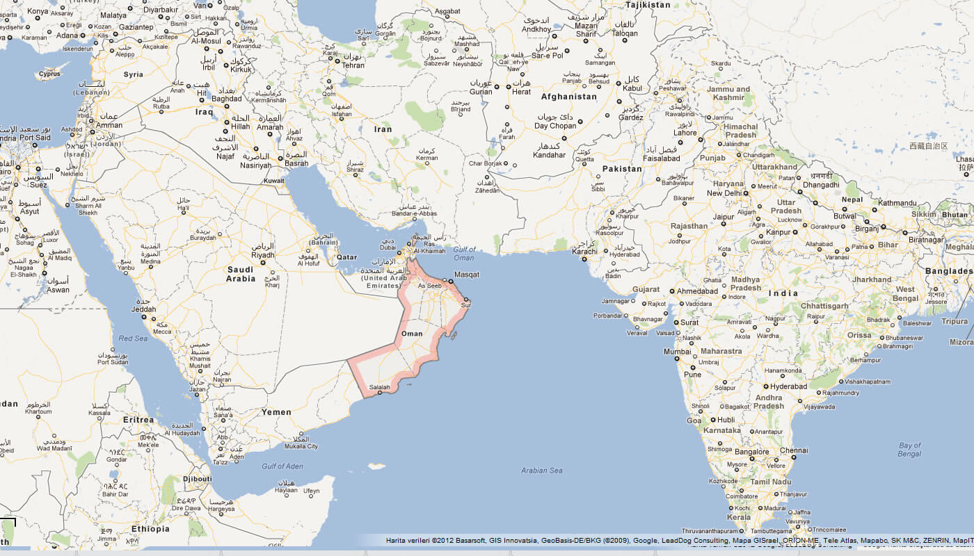 Карта омана на карте мира