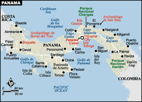 Panama Major stadte Map