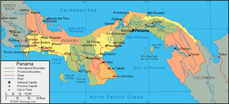 politisch Panama Map