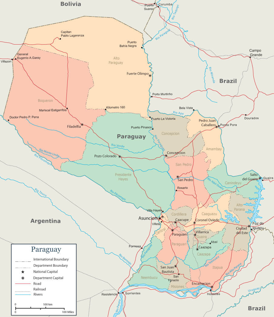 Paraguay provinzen Map