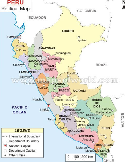 provinzen karte von Peru