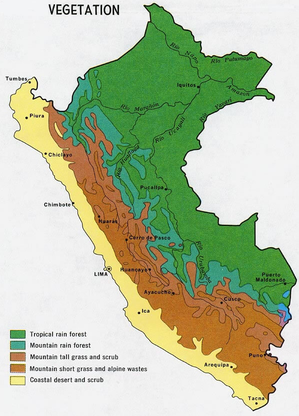 Peru Vegetation karte 1970
