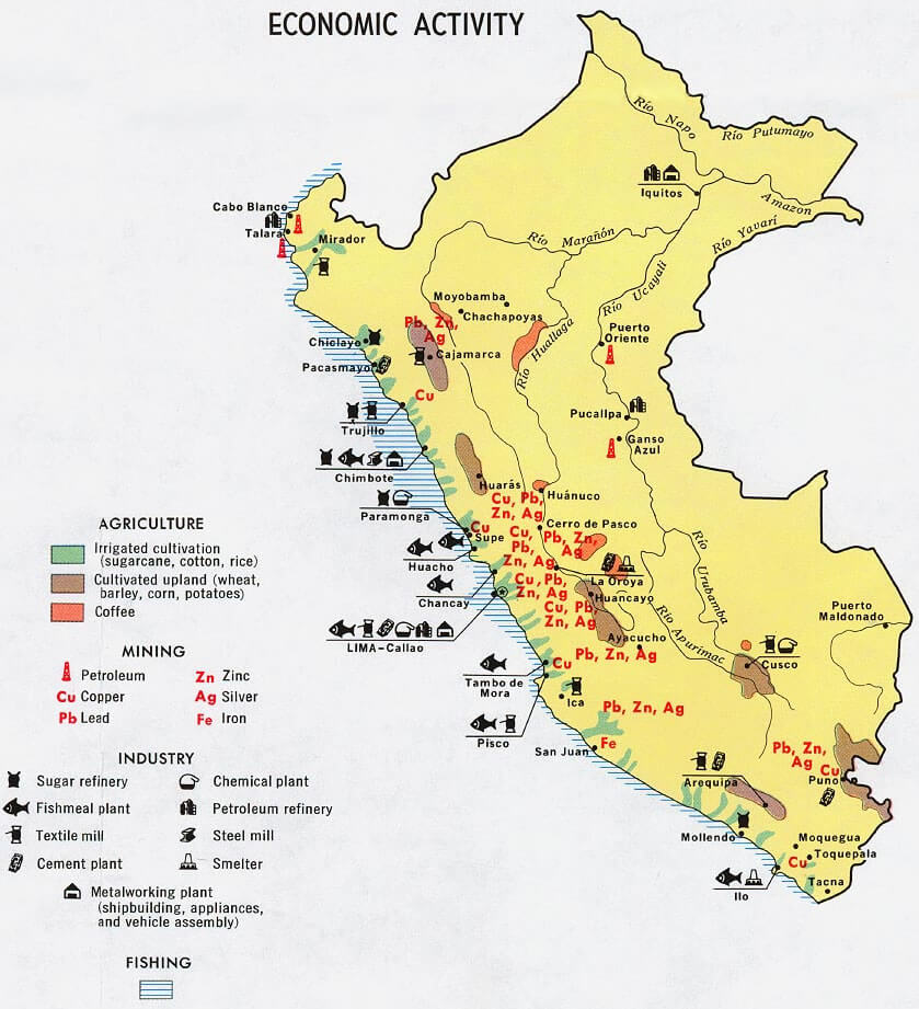 Peru wirtschaftlich Activity karte 1970