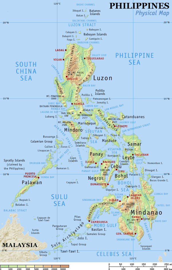 philippinen physikalisch karte