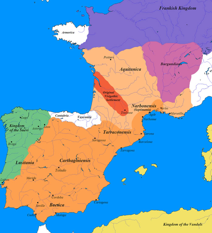 karte der visigothic konigreich portugal