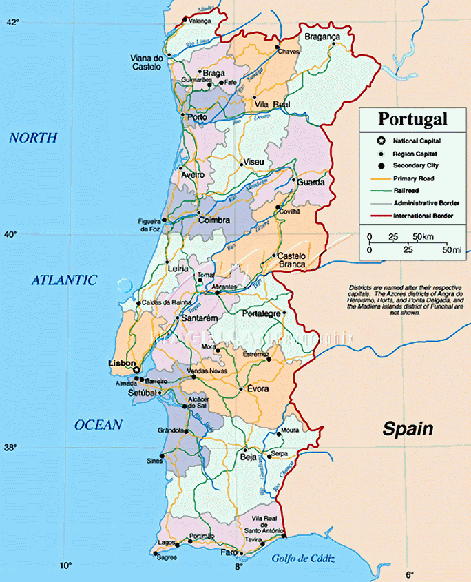 portugal politisch karte