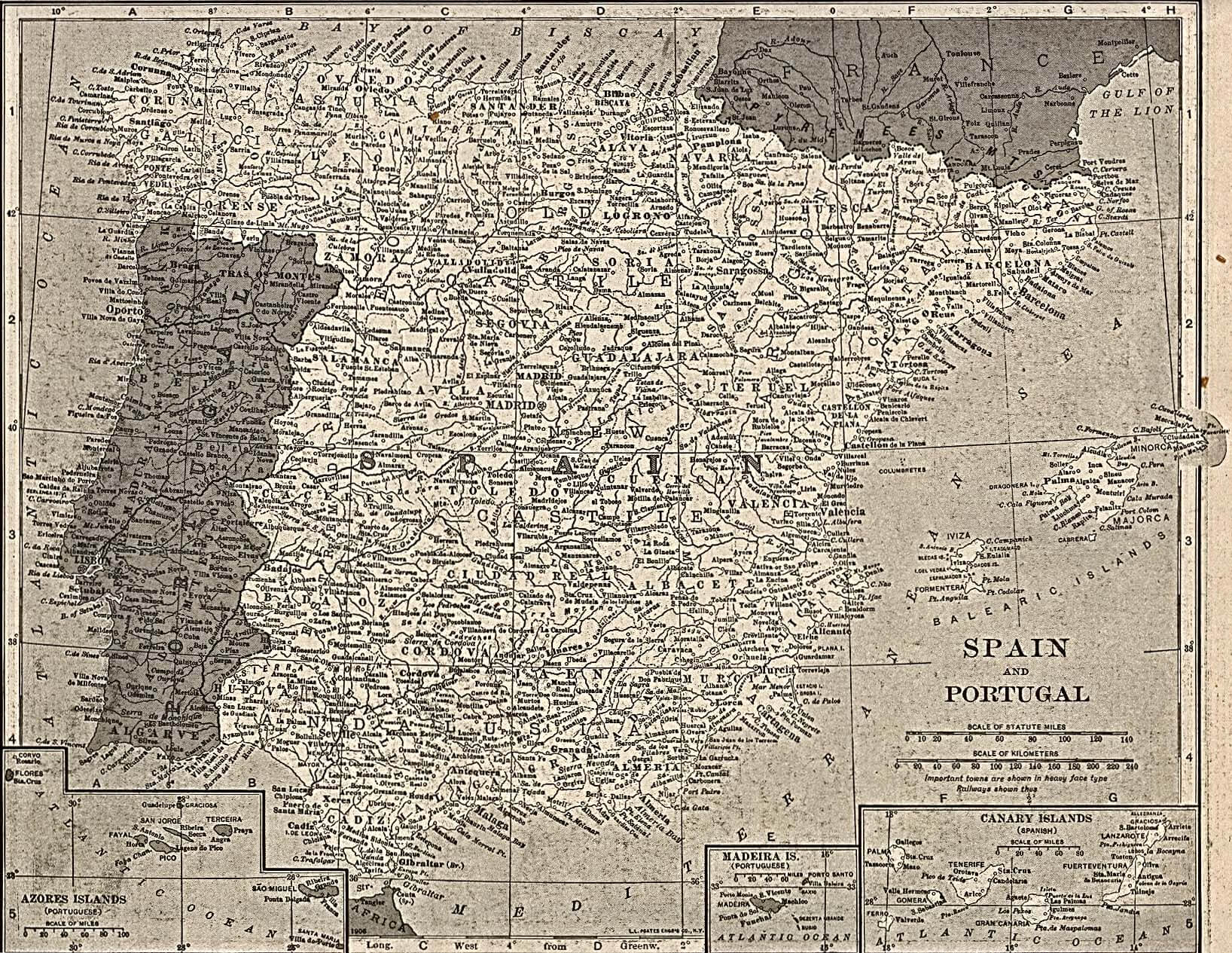 portugal spanien karte 1917