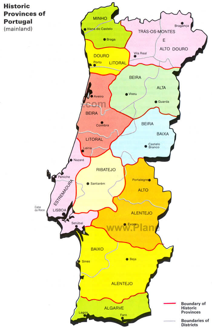 provinzen von portugal karte