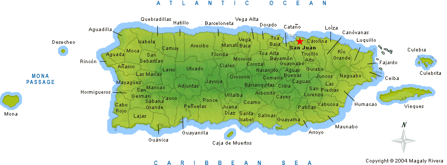 Puerto Rico Islands Map