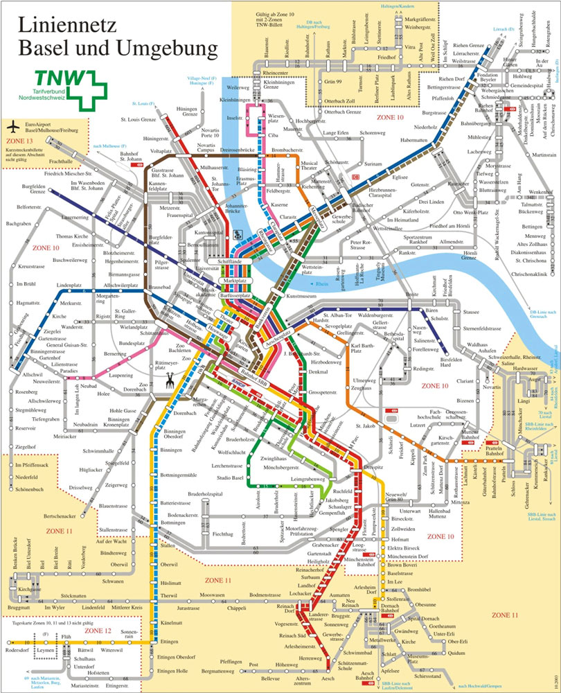 transportation karte von Basel