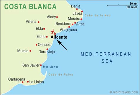 Alicante regionen karte