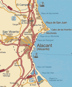 Alicante bereich karte