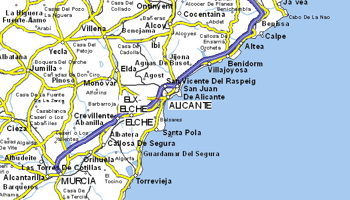 Alicante strase karte