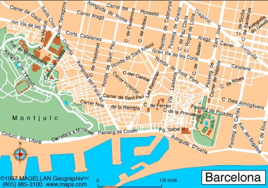 Barcelona stadt karte