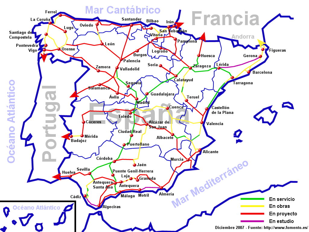 spanien high speed eisenbahn karte 2007