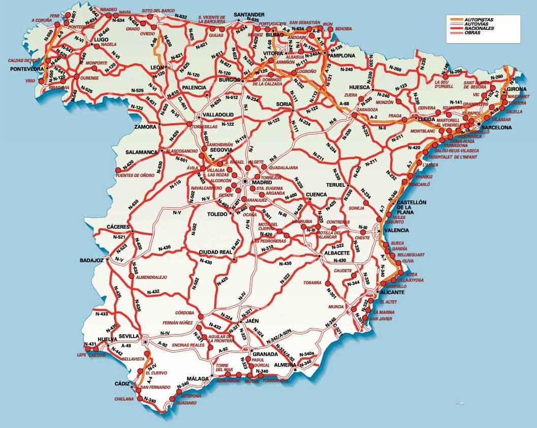 spanien stadte strase karte