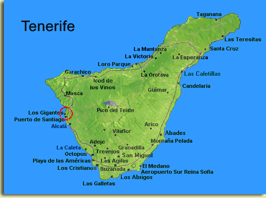 Tenerife physikalisch karte