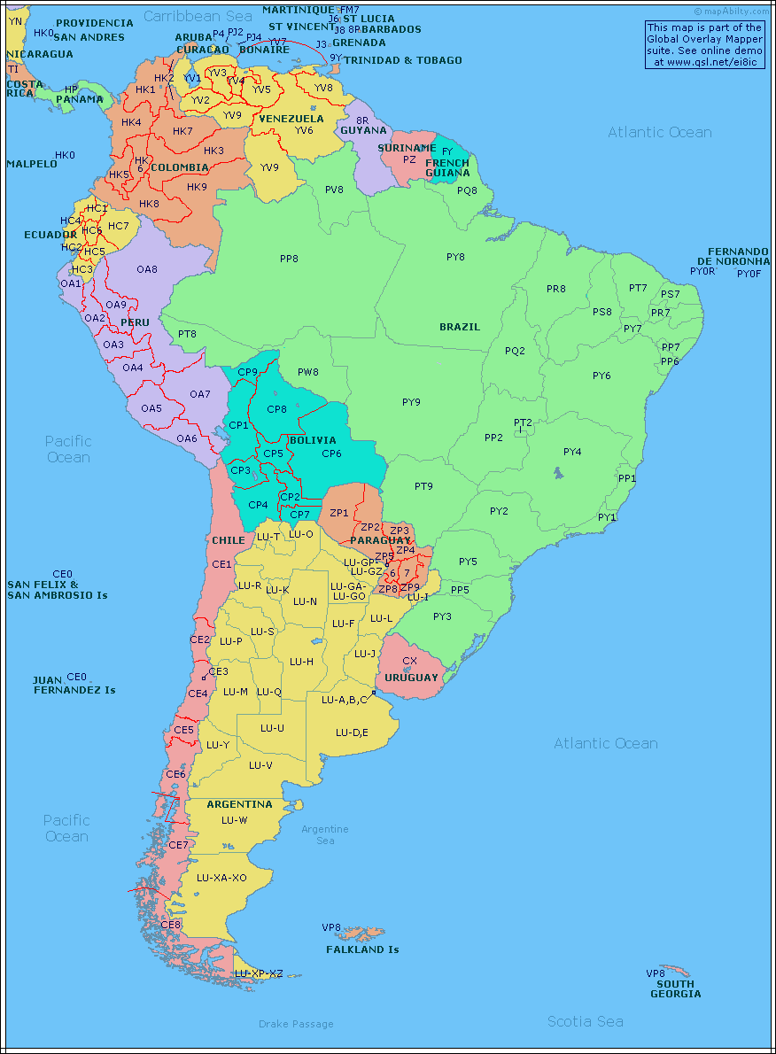 karte von sudamerika