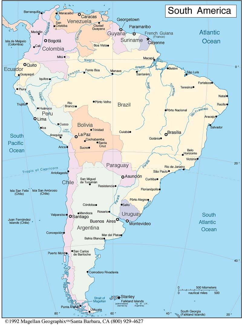karte von sudamerika