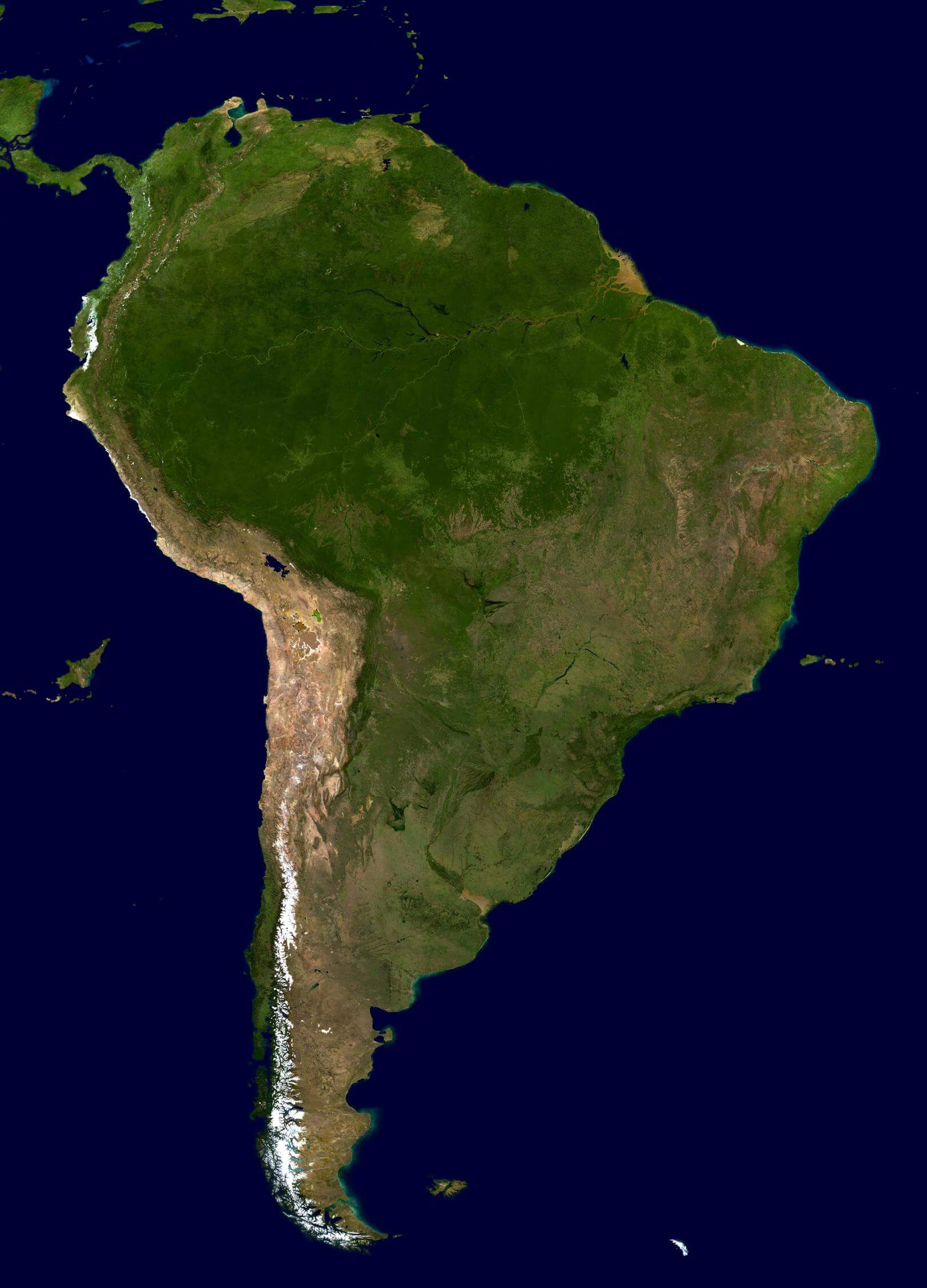 satellit karte von sudamerika
