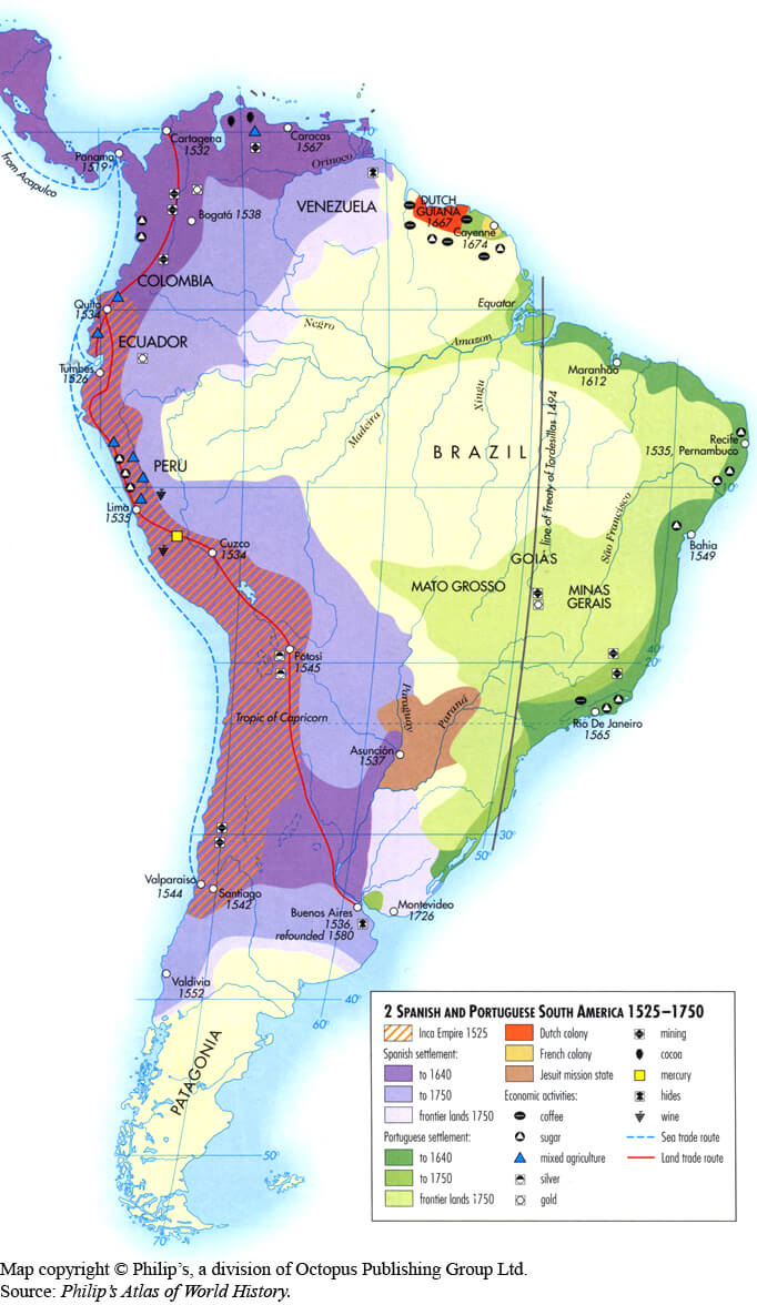 sudamerika karte 1525 1750